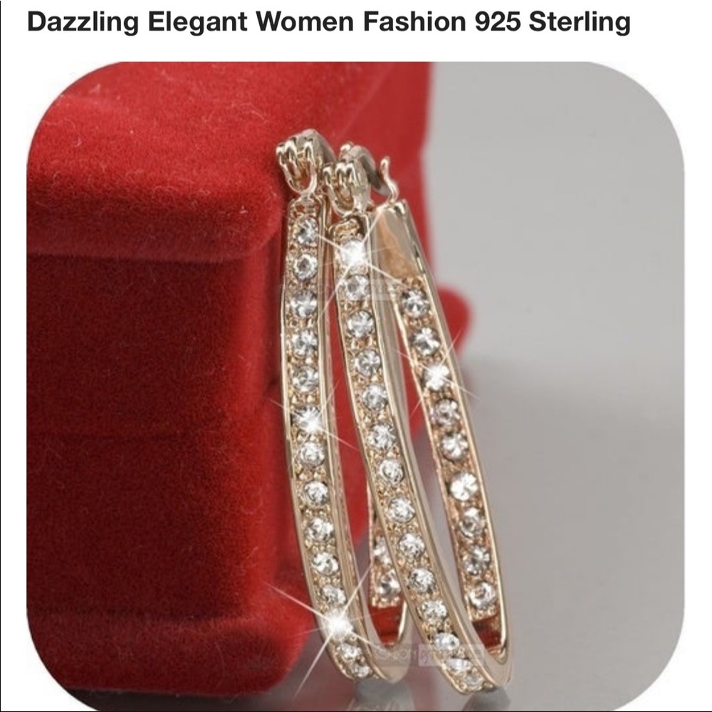 New Sterling silver & yellow gold cz hoops